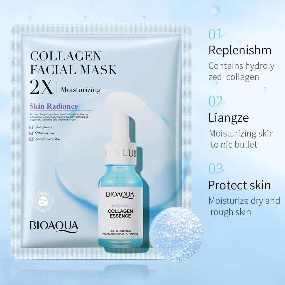 BIOAQUA Centella Collagen Face Mask VC Moisturizing Refreshing Sheet Masks Hyaluronic Acid  Facial Mask Skin Care Products