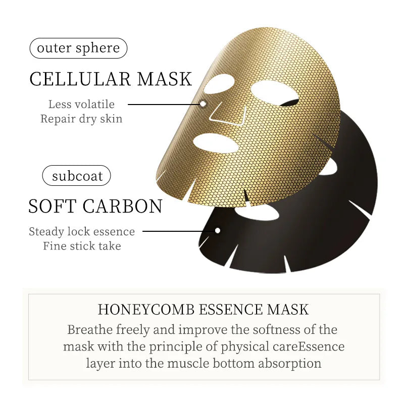 10pcs SADOER 24K Gold Moisturizing Facial Masks skincare Firming Nourishing Smooth Skin Rejuvenation Face Mask Sheets Mask