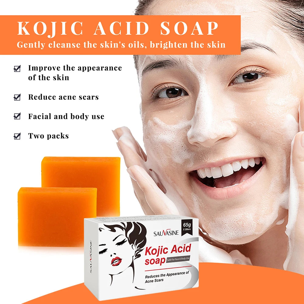 Kojic Acid Soap Kit Facial Cleaning Pores Dirt Acne Blackhead Anti-Acne Remove Deep Cleaning Oil Control Whitening Skin