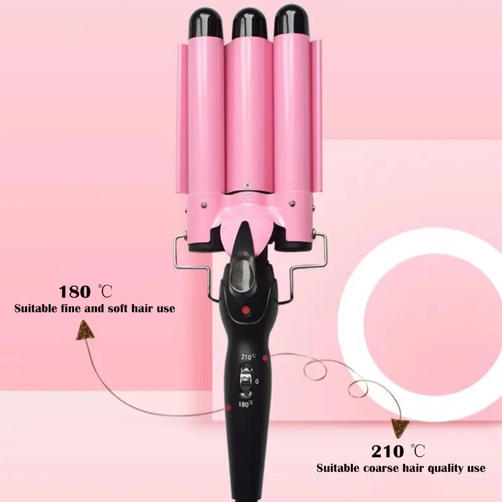 Electric Curler Curler Three Tube Curler Water Ripple Hair Stylist Hair Design Tool 22mm/25mm Hair Styling Instruments