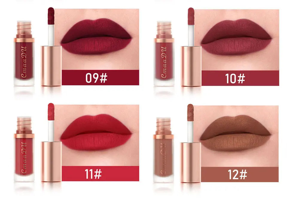 CmaaDu 12Color Long-Lasting Lip Sense Color Makeup Waterproof  Lipsticks Matte Velvet Lip Gloss