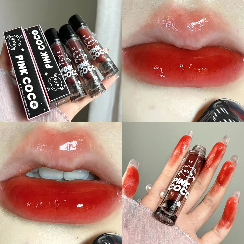 Black Mirror Water Lip Glaze Moisturizing Sexy Red Lip Tint Lipstick Makeup Longlasting Non-stick Cup Lip Gloss Korean Cosmetic