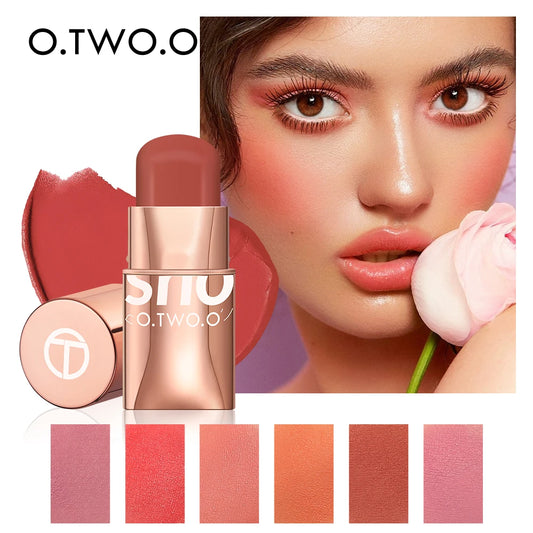 O.TWO.O Blush Stick Cream Blusher 6 Colors Blendable Waterproof Long-lasting Lip Cheek Eye Multi-use Stick Make-up for Women