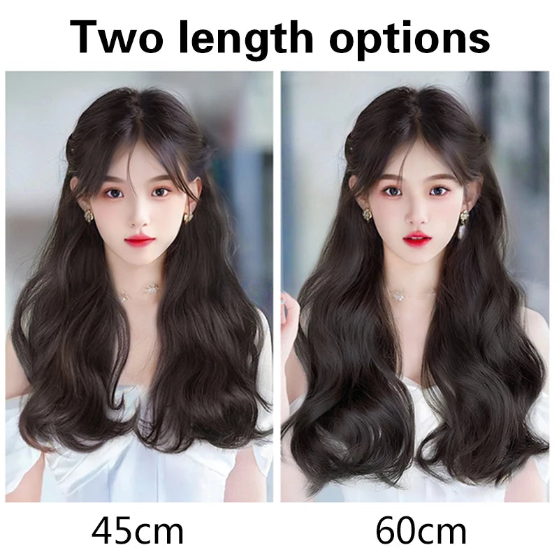 PAGEUP Synthetic Hair extension Wavy hair Heat-Resistant Fiber Fake Hair Wig Long Hair Piece with two clips Three-piece suit