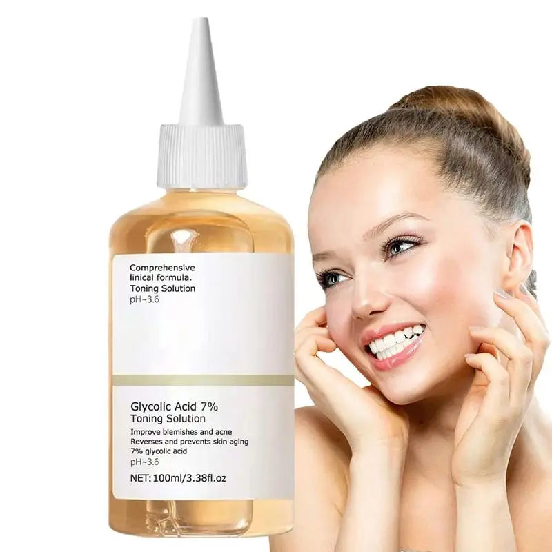 Glycolic Acid 7% Toning Solution Facial Care Toner Exfoliator Smoothing Skin Anti Aging Face Toner Solution AcneTreatment Serum