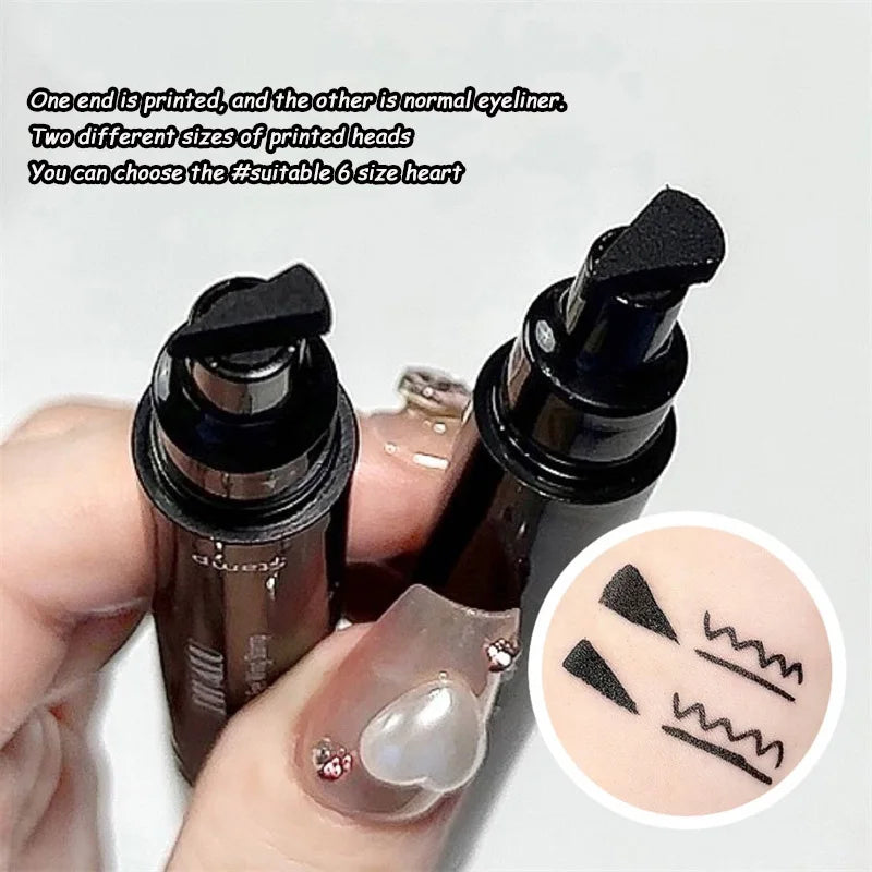 Double-ended Quick-drying Eyeliner Pen Triangular Stamp Brush 2 In 1 Waterproof Lasting Non-smudge Liquid Eyeliner Hot Cosmetic