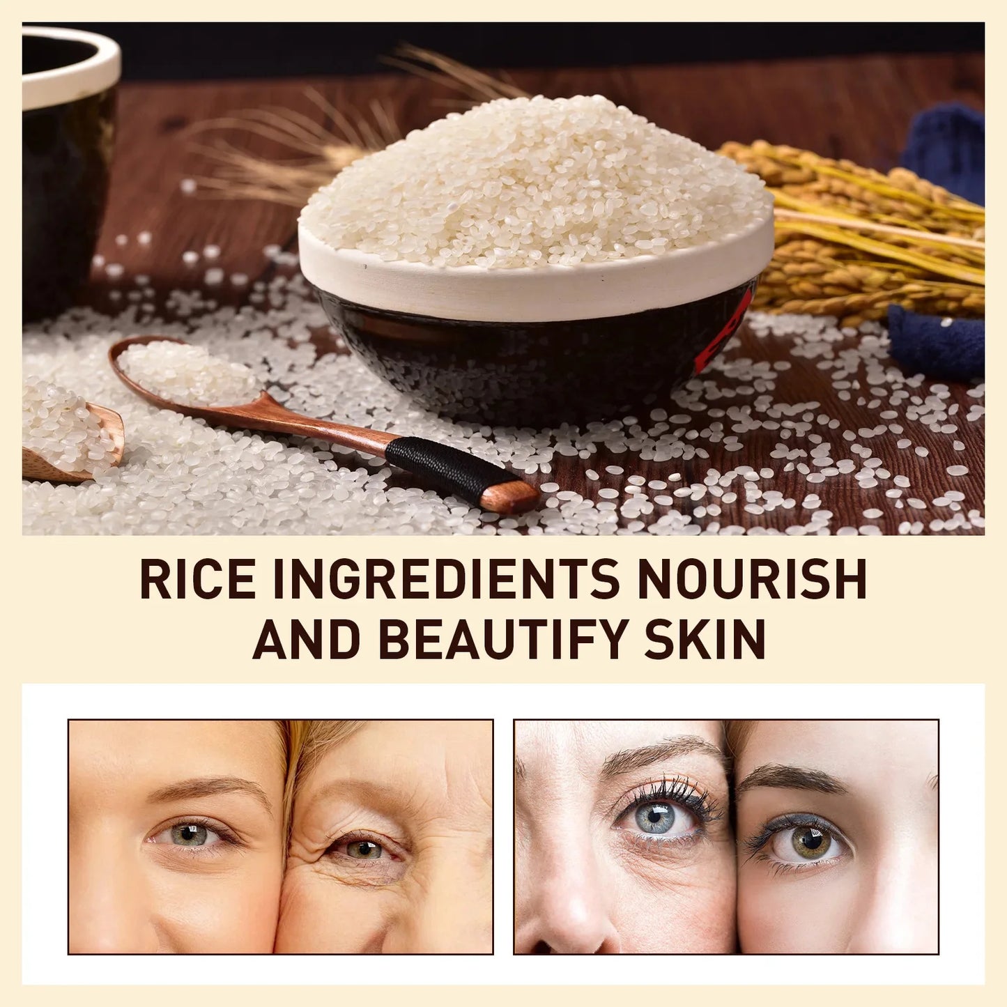 White Rice Whitening Face Serum Cream Anti-Wrinkle Fade Fine Line Remove Dark Spots Melanin Anti-aging Brighten Repair Skin Care