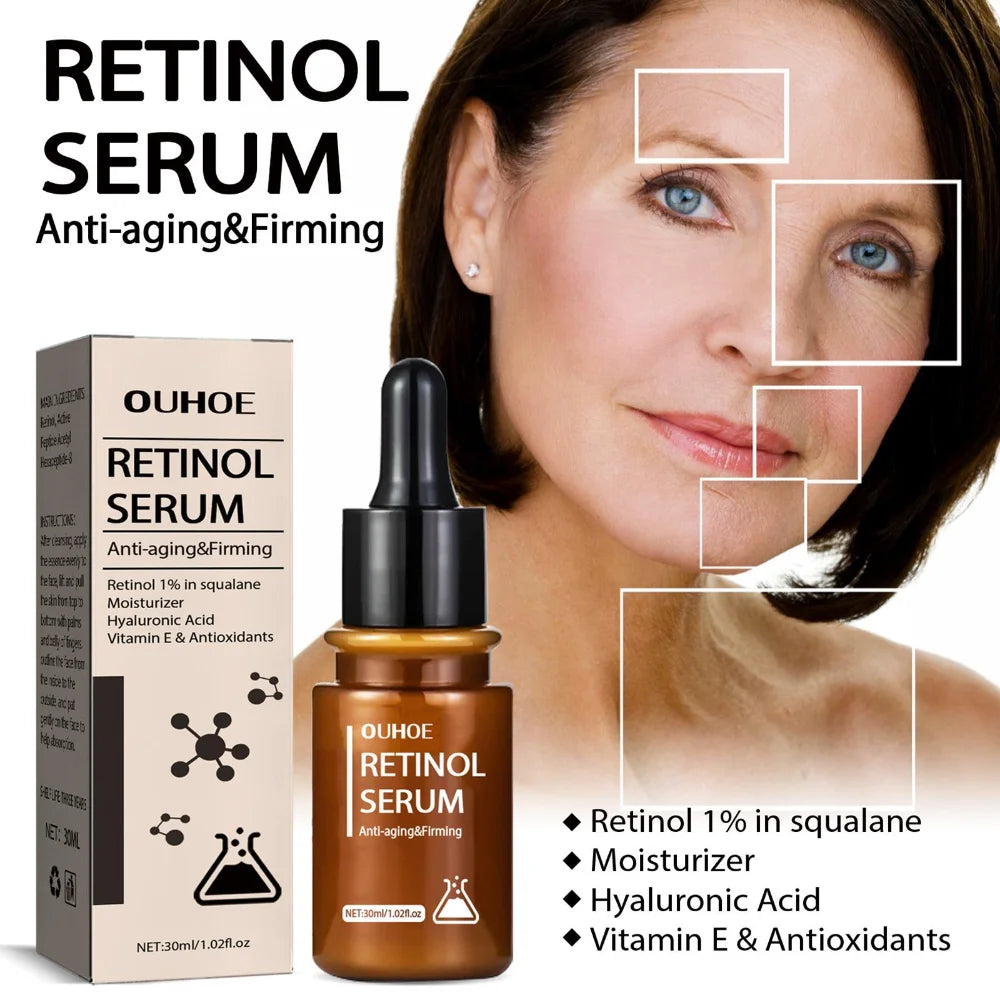 Retinol Wrinkles Removal Face Serum Lift Firming Anti-Aging Fade Fine Lines Skin Care Essence Moisturizing Beauty Health Product