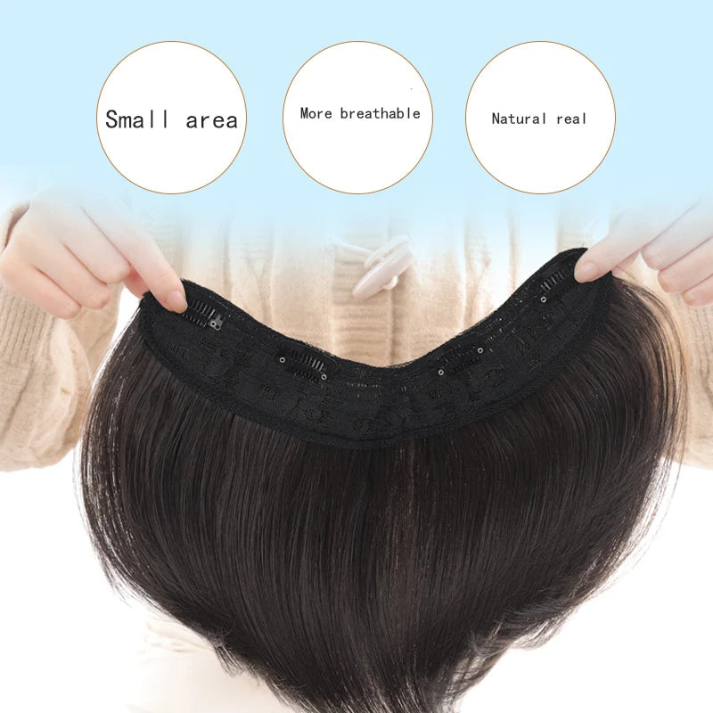 TALANG Wigs Black Natural Hair Extension Hairpin Clip In False Hair Pieces For Women Synthetic Hair Pad Heat Resistat Fiber